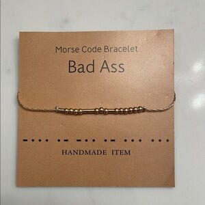 Gold “Bad Ass” Morse Code Handmade Bracelet